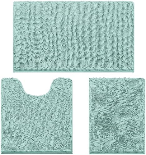 HOMEIDEAS Bathroom Rugs Set of 3, Super Soft Absorbent Chenille Bath Rugs by HOMEIDEAS