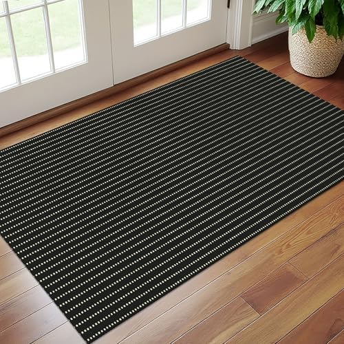 EARTHALL Washable Entryway Rug, Non Slip Area Rug, 3x5 Ft, Black/Cream - Image 6