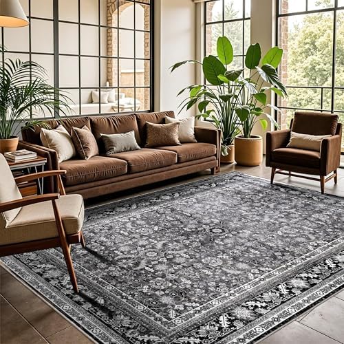 OPPODREAM Vintage Black Area Rugs 5x7, Washable Rug for Living Room by OPPODREAM
