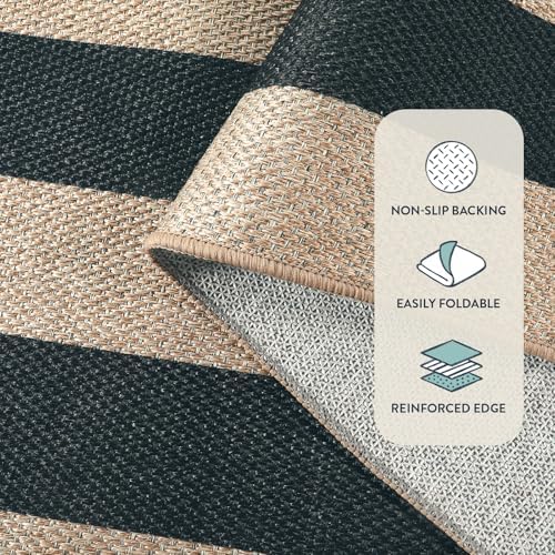 Lahome Striped Easy Jute Dining Room Rug, 6x9 Outdoor Area Rugs Washable - Image 4