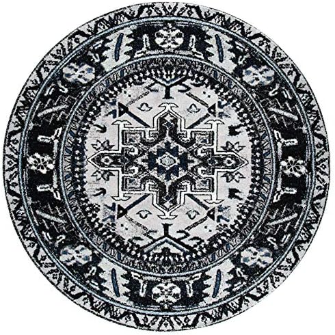 SAFAVIEH Vintage Hamadan Collection Area Rug - 6'7" Round, Light Grey & Dark Grey, Traditional Persian Design, Non-Shedding & Easy to Clean, Ideal for Living Room, Bedroom, Dining Space (VTH211F) - Image 3