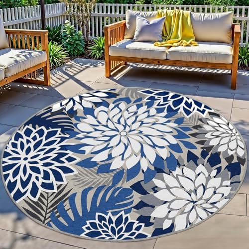 Arenarug Outdoor Rug Waterproof, Washable Patio Rug for Deck, 6x6, Blue by ArenaRug