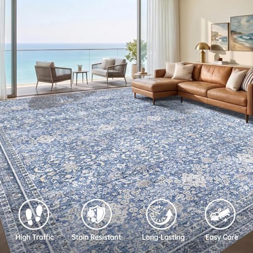 Sasttie 8x10 Area Rugs, Ultra-Soft Washable Rug for Living Room, Blue - Image 3