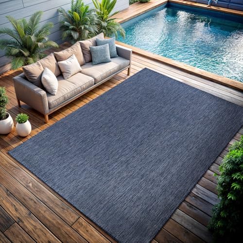 CAMILSON Outdoor Rug 9x12 Modern Area Rugs for Large Indoor and Outdoor Patios and Porches - Waterproof, Washable, Non-Shedding, Easy-to-Clean Outside Carpet (9 x 12, Solid - Navy Blue) - Image 4