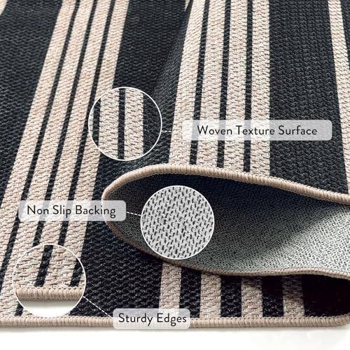 Lahome Striped Easy Jute 3x5 Outdoor Patio Rug, Washable Porch Entry Rugs - Image 4
