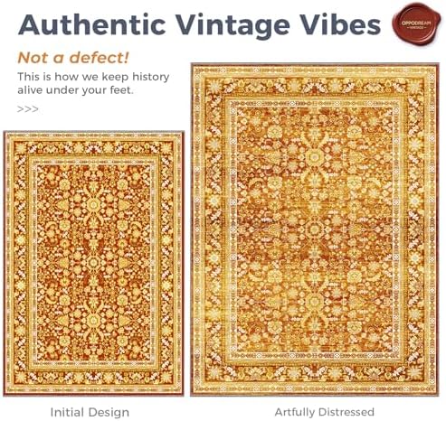 OPPODREAM Vintage Orange Area Rugs 2x8, Washable Rug for Living Room - Image 3
