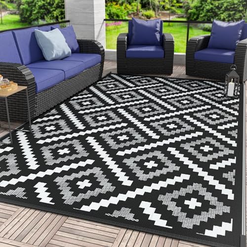 GENIMO Outdoor Rug, Waterproof Plastic Rugs for Patio, 6'x9' Ink White by GENIMO
