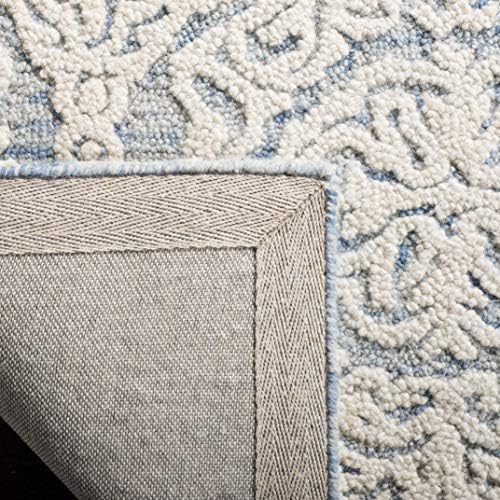 SAFAVIEH Blossom Collection 2' 3" x 10' Blue/Ivory BLM112M Handmade Premium Wool Entryway Foyer Living Room Kitchen Runner Rug - Image 5