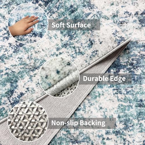3x15 Long Hallway Runner Rug Non-Slip Washable Rugs Ocean Mist - Image 3