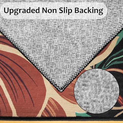 Tyrot Vintage Black Boho Floral 3x5 Washable Area Rug Flat Woven Ultra-Thin Low Pile Botanical Rugs Non-Slip Indoor Rug for Bedroom, Entryway, Kitchen, Dorm, Kids Room, Nursery - Image 4
