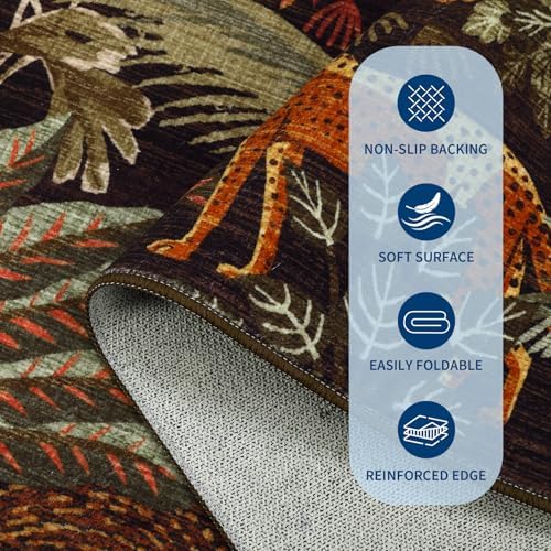GarveeHome 5x7 Jungle Area Rug Washable Rugs for Living Room Bedroom, Soft Low Pile Non Slip Accent Floor Mat Animal Print Throw Rug Indoor Carpet Dining Room Playroom - Image 4