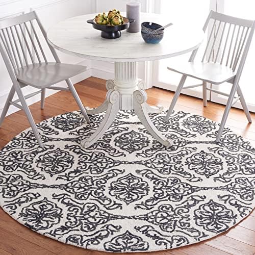 SAFAVIEH Blossom Collection 8' x 10' Ivory/Black BLM112A Handmade Premium Wool Living Room Dining Bedroom Area Rug - Image 3