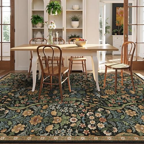 Floral Area Rug 5x7 Washable Botanical Carpet for Living Room - Image 4