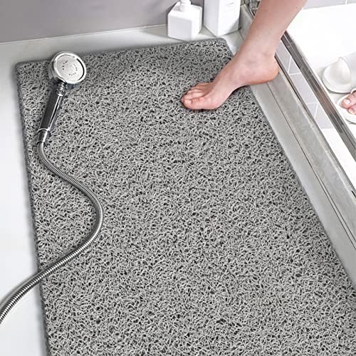 godehone Shower Mats Non Slip Without Suction Cups, PVC Loofah Bathroom Mats, Loofah Mats for Shower and Bathroom, Quick Drying, 15.7× 36 Inch, Grey by godehone
