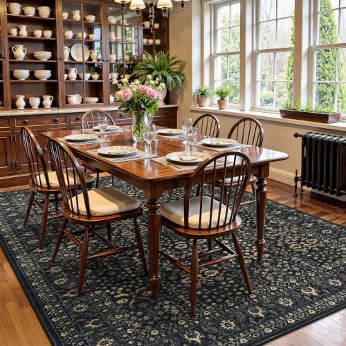 Lofus 5x7 Washable Area Rug for Living Room, Non-Slip Black Boho Carpet - Image 3