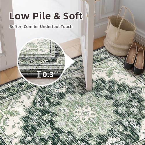 Area Rugs Small 2x3 Washable Non-Slip Boho Indoor Carpets, Green - Image 5