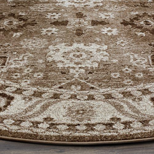 SAFAVIEH Vintage Hamadan Round Rug 5'3", Traditional Taupe VTH214T - Image 4