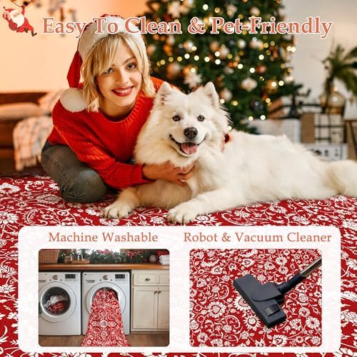 HUGEAR 3x5 Christmas Red Floral Washable Area Rug for Entryway - Image 6