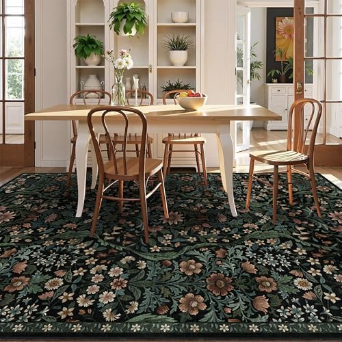 Floral Area Rug 6x9 Botanical Washable Carpet for Living Room - Image 3