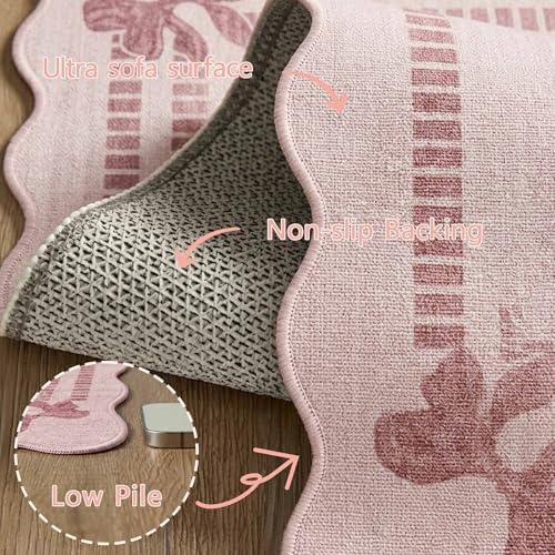 4x6 Area Rugs for Living Room Washeble Cute Scalloped Pink Rug - Image 7