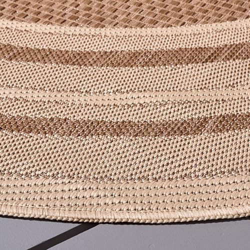SAFAVIEH Courtyard Outdoor Round Rug 5'3", Dark Beige & Beige CY8475-39321 - Image 6