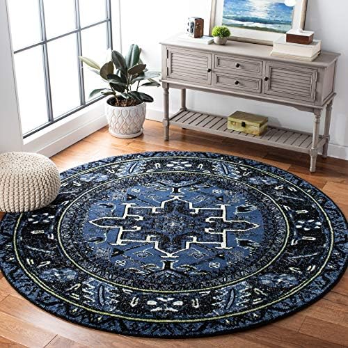 SAFAVIEH Vintage Hamadan Round Rug 6'7", Traditional Blue & Grey VTH211N by Unknown