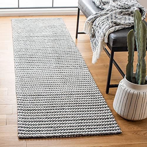 SAFAVIEH Marbella Collection Runner Rug - 2'3" x 14', Charcoal & Ivory, Flat Weave Wool Design, Ideal for High Traffic Areas in Living Room, Bedroom (MRB392H) by Unknown