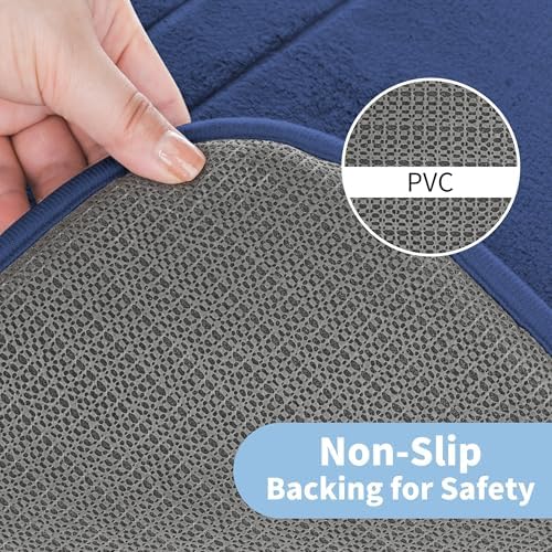 Cupic Cupid Memory Foam Bath Mat 24"×16", Non Slip Bathroom Rugs, Navy Blue - Image 4