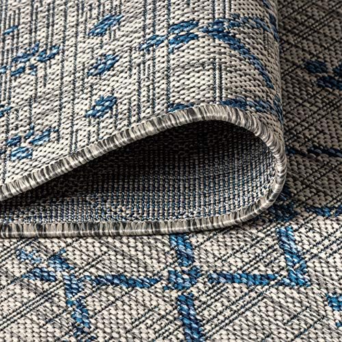 JONATHAN Y Moroccan Geometric Indoor Outdoor Area Rug 5X8 Light Gray/Navy, Ourika Textured Weave for Backyard, Patio, Porch, Easy-Cleaning, High Traffic, Pet-Friendly, Non-Shedding (SMB108A-5) - Image 6
