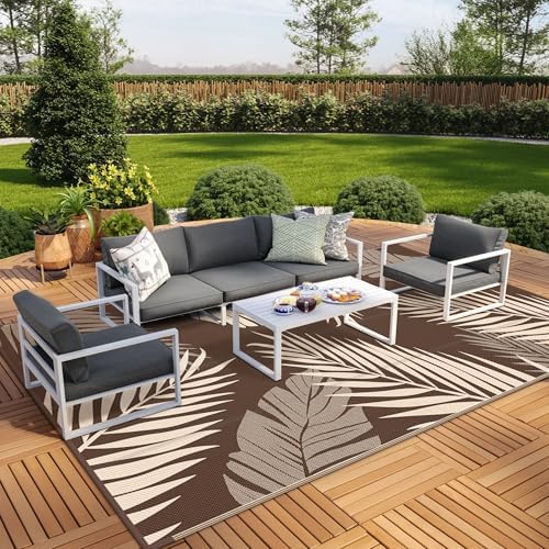 GENIMO Outdoor Rug, Waterproof Plastic Rugs 10'x14' for Camping Coffee - Image 4
