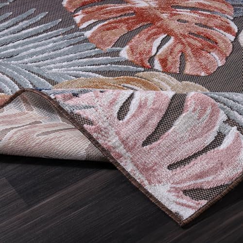 CAMILSON Indoor Outdoor Rug, Brown 9’x12’ Leaf Tropical Botanical Area Rugs for Indoor and Outdoor patios, Easy-Cleaning Non-Shedding Living Room, Garden and Kitchen Washable Outside Carpet (9x12) - Image 6