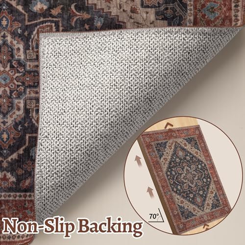 Tangsoo Vintage 2x3 Washable Rugs for Entryway, Non Slip Small Area Rug - Image 5
