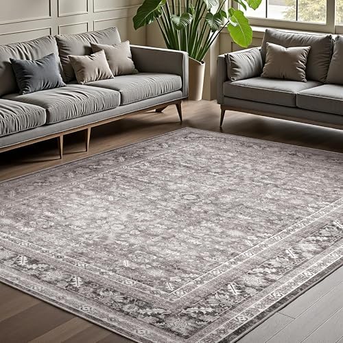 OPPODREAM Vintage Grey Area Rugs 9x12, Washable Rug for Living Room by OPPODREAM
