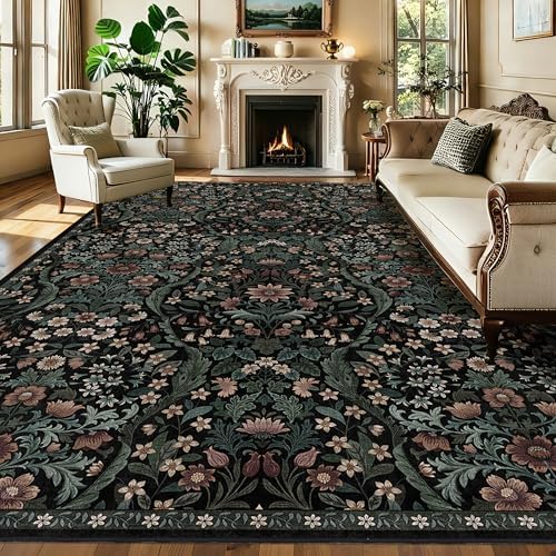 10x14 Large Rug Floral Botanical Boho Carpet for Living Room by NakedCloud