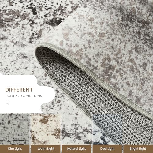 Living Room Rug 9x11 Coffee Area Rugs Machine Washable Abstract Boho Large Rug Non-Slip Non-Shedding Faux Wool Indoor Vintage Carpet for Bedroom, Classroom, Dining Room, Kids Playroom - Image 4