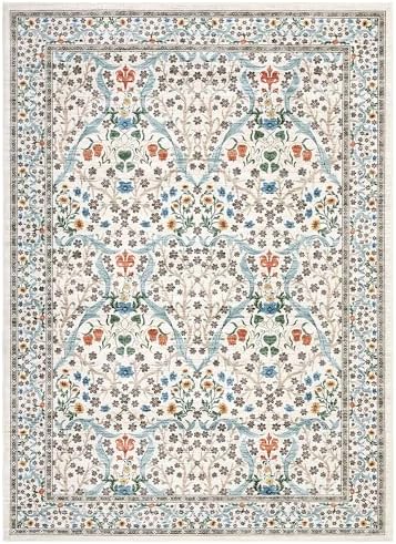 GarveeHome Washable Rug for Living Room, 9x12 Large Area Rug for Dining Room Under Table, Bedroom, Floral Soft Low Pile Non Slip Stain Resistant Carpet for Nursery, Playroom, Office, Beige - Image 3