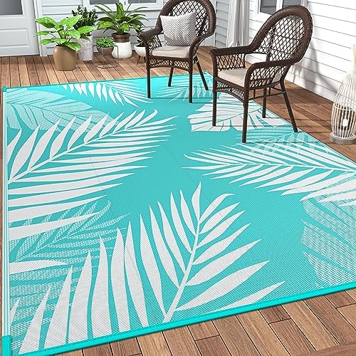 GENIMO Outdoor Rug, Waterproof Plastic Rugs for Patio, 5'x8' Navy White by GENIMO