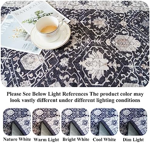 Hallway 2x5 Washable Runner Rug: Oriental Stain Resistant Kitchen Entryway Rugs Farmhouse Ultra Soft Bathroom Bedroom Print Floor Mat Thin Non Slip Indoor Carpet for Living Room Laudry(2X5,Black) - Image 3