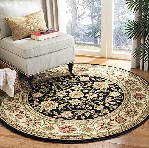 SAFAVIEH Lyndhurst Round Rug 8', Black & Ivory LNH212A by Unknown