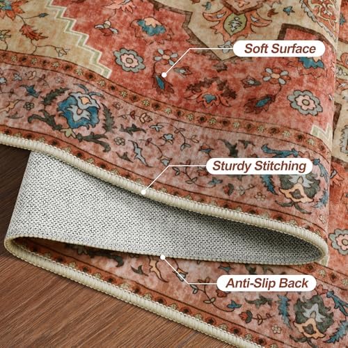 Tangsoo 5x7 Washable Area Rugs for Living Room, Vintage Indoor Non Slip Rug - Image 7