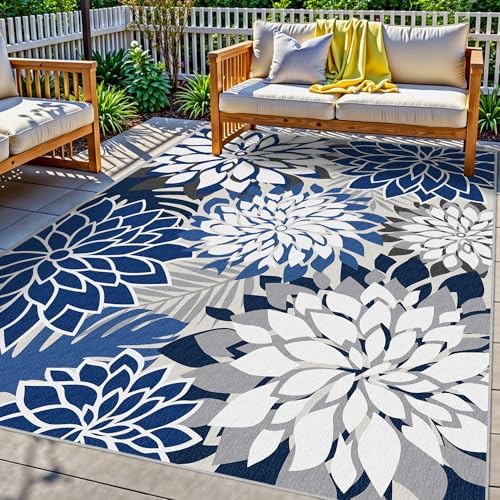 Arenarug Outdoor Rug Waterproof, Washable Patio Rug for Deck, 6x9, Blue by ArenaRug