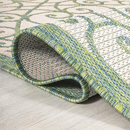 JONATHAN Y Vintage Filigree Indoor Outdoor Area Rug 9X12 Cream/Green, Madrid Textured Weave for Backyard, Patio, Porch, Easy-Cleaning, High Traffic, Pet-Friendly, Non-Shedding (SMB107J-9) - Image 6