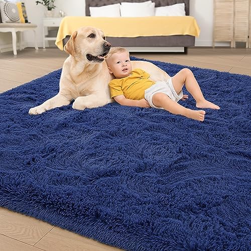 Tepook 4x6 Soft Fluffy Rug for Bedroom Fuzzy Navy Rugs for Living Room - Image 4
