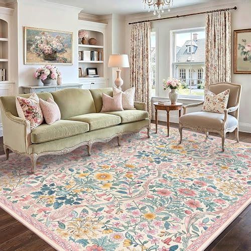 8x10 Large Area Rug Floral Botanical Boho Carpet for Living Room - Image 3