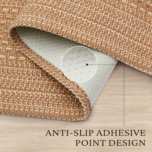 MatEssenz 27.5"x43" Washable Outdoor Front Door Mat, Textured Natural Woven Low-Profile Patio Rug with Non-Slip Backing, Neutral Brown, for Porch, Entryway, Layering - Image 4
