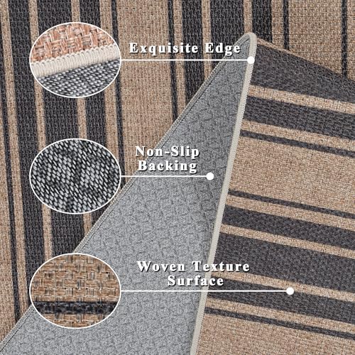 Zeeinx Striped Easy Jute Rug 4x6 Outdoor Rug Neutral Front Door Mat - Image 4