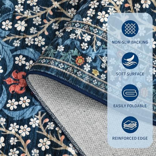 GarveeHome Blue Floral 2x3 Washable Rug Small Door Mat - Image 7