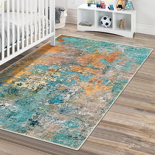 Lahome Modern Abstract Area Rug - 3x5 Soft Rug for Bedroom Non Slip Living Room Mat, Machine Washable Contemporary Throw Carpet for Office Front Door Entrance Way Kitchen Playroom, Rosy Clouds - Image 6