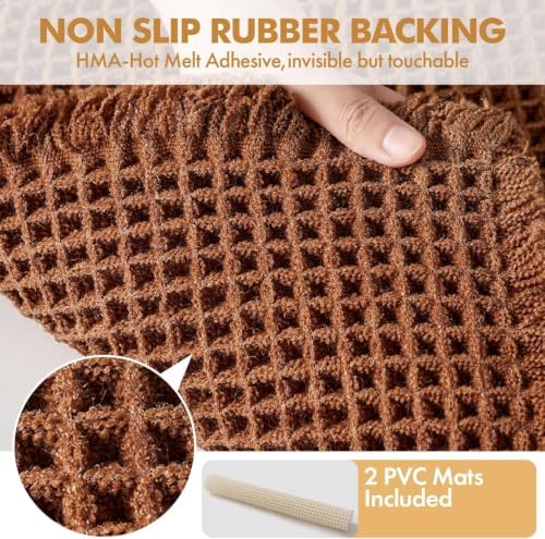 MIULEE Fall Terracotta Set of 2 Waffle Bathroom Rugs Bath Mat 18x30 Inch - Image 3