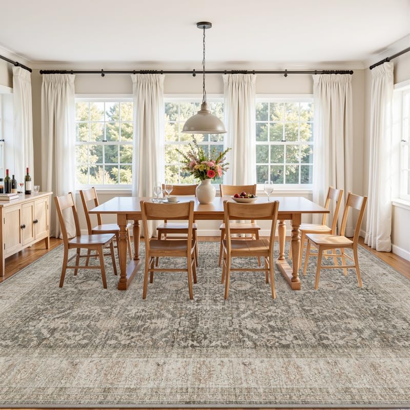 10x12 Area Rugs Living Room: Bedroom Washable Carpet Warm Taupe - Image 3